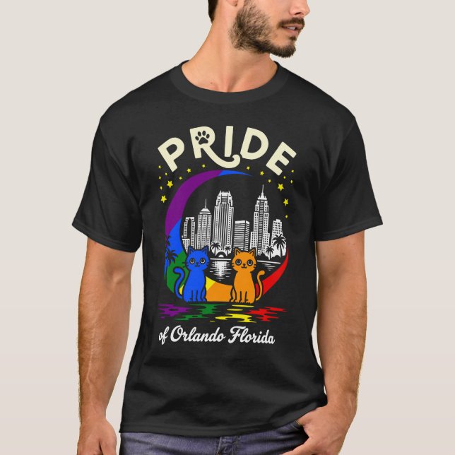 Camiseta Pride of Orlando City Florida Cats Rainbow Flag (Frente)