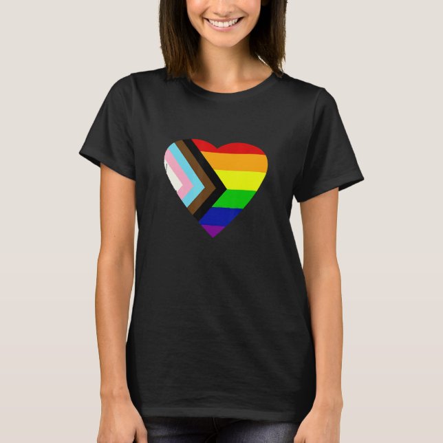 Camiseta Pride Progress Rainbow Flag LGBT + Trans und Queer (Frente)