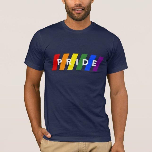 Camiseta PRIDE Rainbow Stripes no Marinho (Frente)