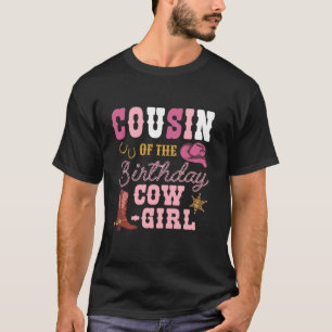 Camiseta Prima da Menina do Aniversário Tema Cowgirl Wester