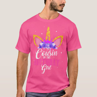 Camiseta Prima Da Menina Do Aniversário Unicórnio Aniversár