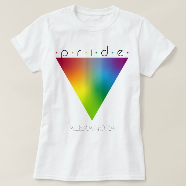 Camiseta Prima Gay LGBTQ Fashion Rainbow Nome do Triângulo (Frente do Design)