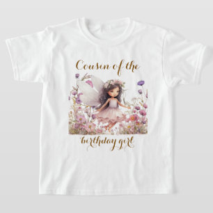 Camiseta Prima silvestre Lavanda Fada da menina do aniversá