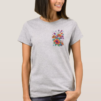 Camiseta Primavera 21 flores, desenho de linha, minimalista
