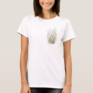 Camiseta Primavera 53 flores, desenho de linha, minimalista