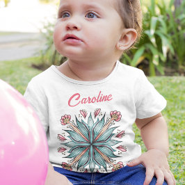 Camiseta Primavera Blooms: nome geométrico floral