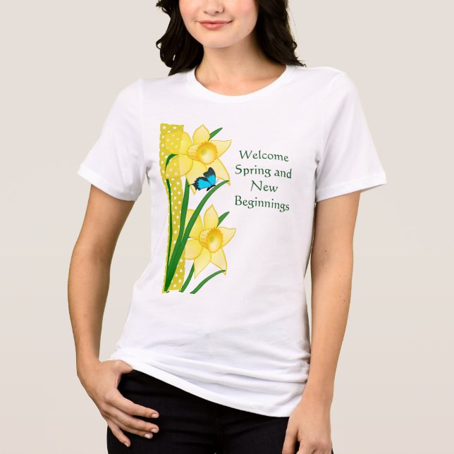 Camiseta Primavera Daffodils de boas-vindas (Frente)