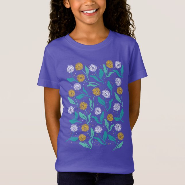 Camiseta Primavera Dandelion Flores e Folhas Design (Frente)