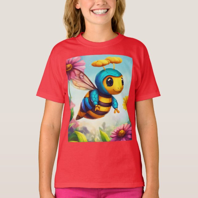 Camiseta Primavera de Blindagem de Abelhas e Blossomas (Frente)