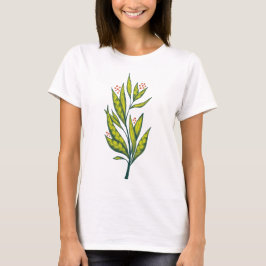 Camiseta Primavera de Botânica Decorativa de Planta Verde A