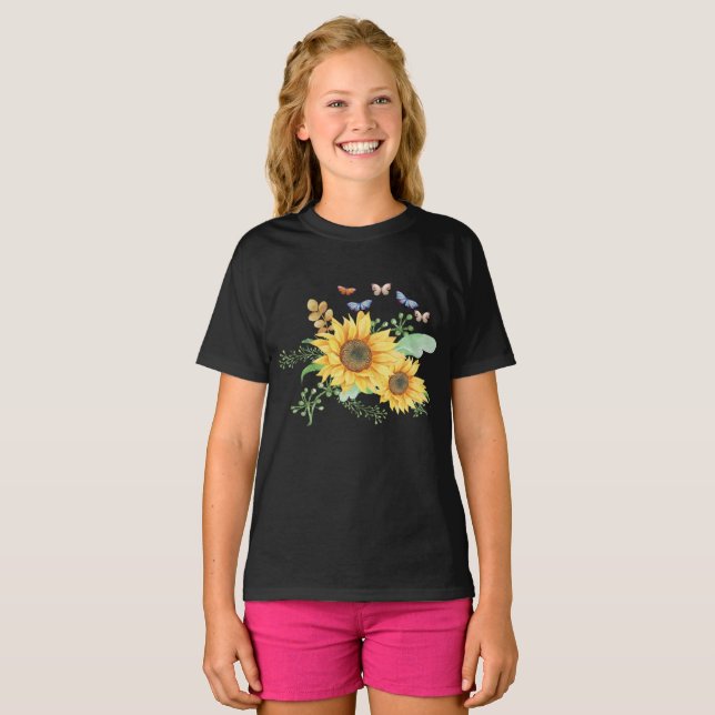 Camiseta primavera de girassol (Frente Completa)
