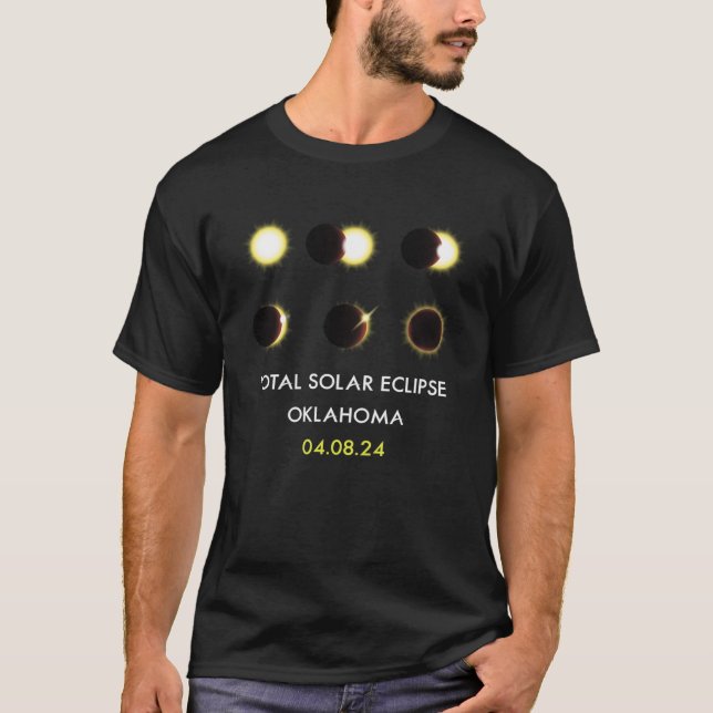 Camiseta Primavera de Oklahoma Totality Solar Eclipse Fases (Frente)