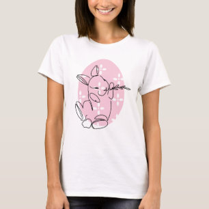 Camiseta Primavera de Ovos Rosa Cor-de-Arte Coelho Bonito