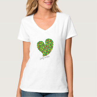 Camiseta Primavera em Amor-Túlipas Coloridas(vermelho,amare