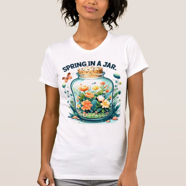 Camiseta Primavera em um salto: Flores e Vibrantes (Frente)