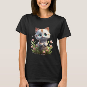 Camiseta Primavera Garden Kitty Flower Gata Garden Blosso F