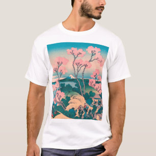 Camiseta Primavera piquenique sob flores de cerejeira Monte