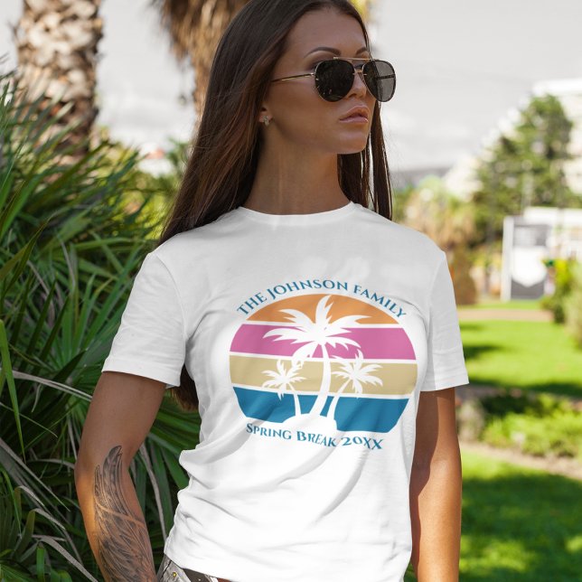 Camiseta Primavera Trip Beach Sunset Família Personalizada (Criador carregado)
