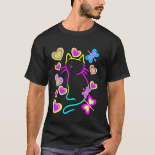 Camiseta Primavera Verão 80s Retro 90s Antigo Gatos Cor
