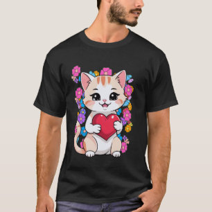 Camiseta Primavera Verão Gato Gato Verão Tempo Gatinho Cora