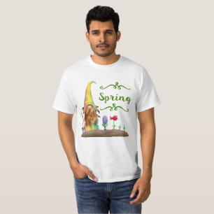 Camiseta Primavera Verde do Jardim Flor do Gnome Unisex