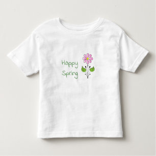 Camiseta Primavera verde feliz com ventoinha rosa