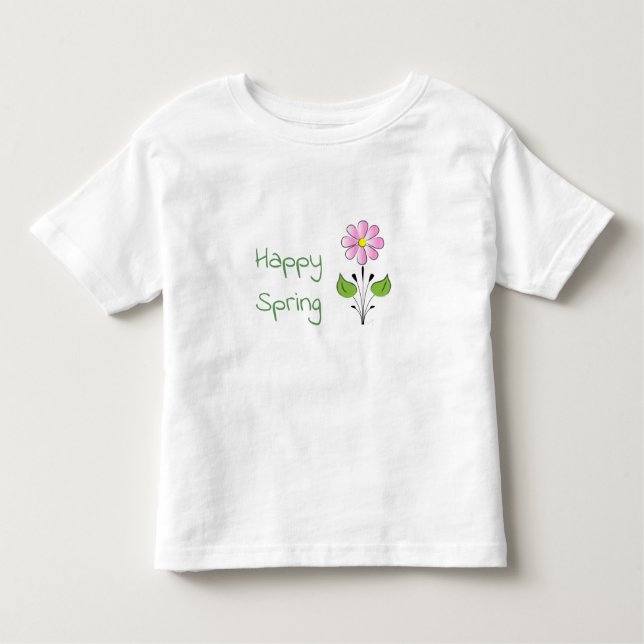 Camiseta Primavera verde feliz com ventoinha rosa (Frente)