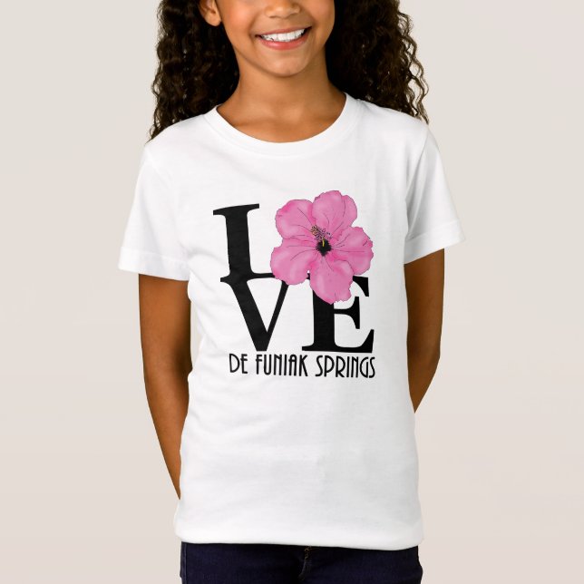 Camiseta PRIMAVERAS de LOVE De Funiak Rosa Hibiscus (Frente)