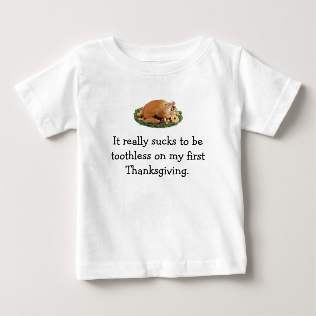 Camiseta Primeira Ação de Graças do Bebê... (Frente)