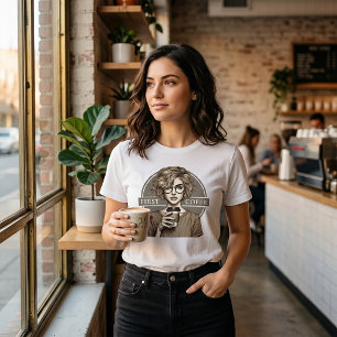 Camiseta Primeira Arte de Esboço Retro do Café