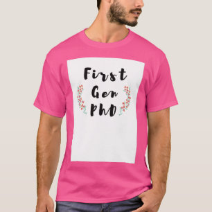 Camiseta Primeira Gen PhD Impressão Floral Moderna Caligraf