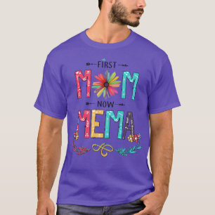 Camiseta Primeira Mãe Agora Mema Wildflower Feliz dia de as