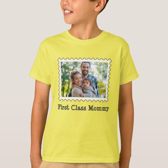 Camiseta Primeira Mamãe Melhor Foto Horizontal Personalizad (Frente)