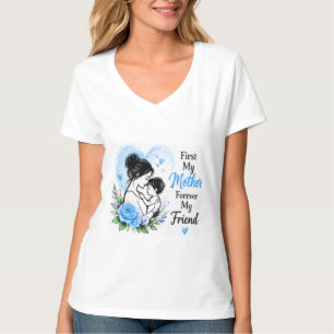 Camiseta Primeira Minha Mãe Para Sempre Minha Amiga Floral