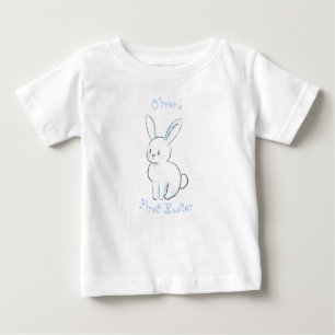 Camiseta Primeira Páscoa do bebê com bunny Blue