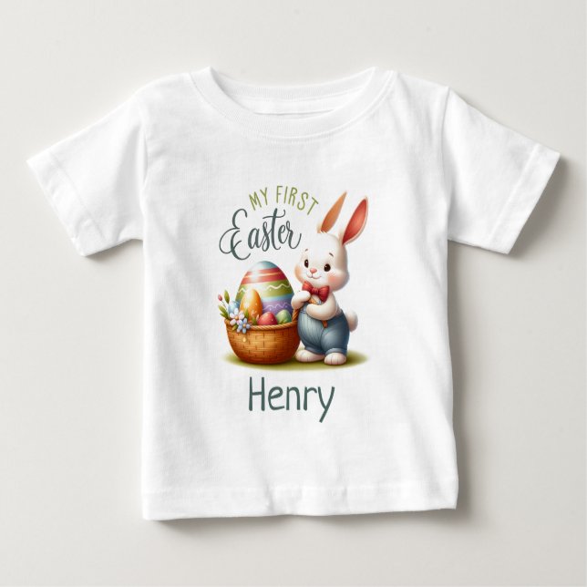 Camiseta Primeira Páscoa Hoppy - Personalizada (Frente)
