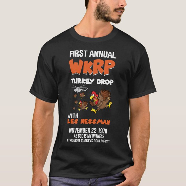 Camiseta Primeira queda anual do WKRP Turquia essencial  (Frente)