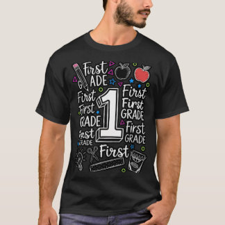 Camiseta Primeira Série Volta às Aulas Lousa Carvão Doodle
