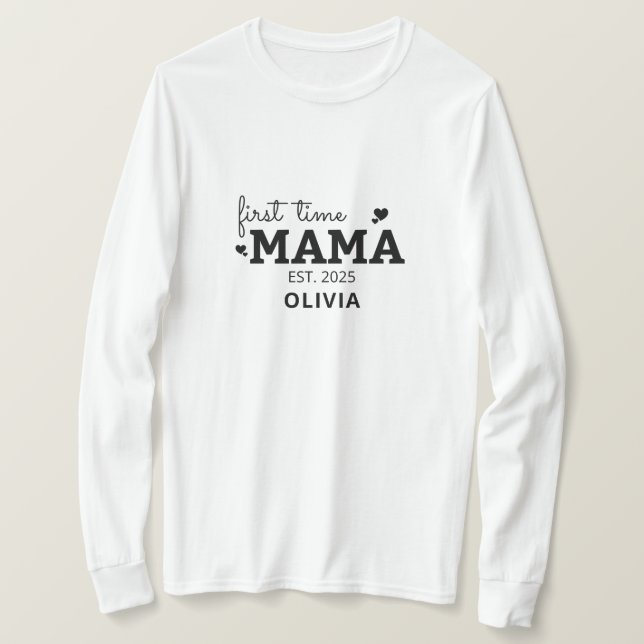 Camiseta primeira vez, mãe nova presente de dia de as mães (Frente do Design)