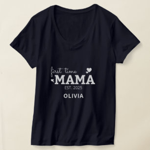 Camiseta primeira vez que mamãe espera presente de dia de a