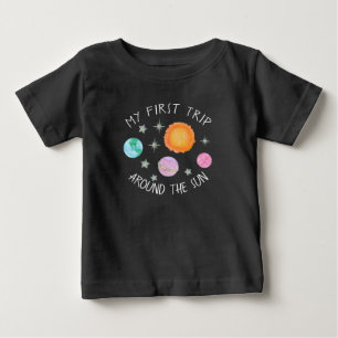 Camiseta Primeira viagem cor-de-rosa ao redor do primeiro a