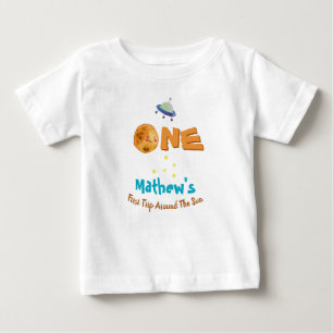 Camiseta Primeira viagem em torno do primeiro aniversario d
