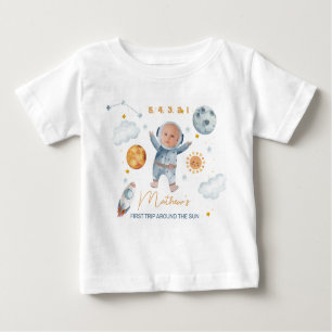 Camiseta Primeira viagem em torno do primeiro aniversario S