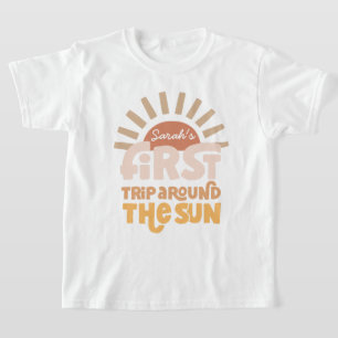 Camiseta Primeira Viagem em Torno do Sol Retro Kids 1º Aniv