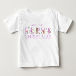 Camiseta Primeiras Cartas de Animais Fofos de Natal Nome da