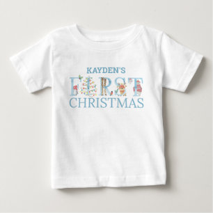 Camiseta Primeiras Cartas de Animais Fofos de Natal Nome do