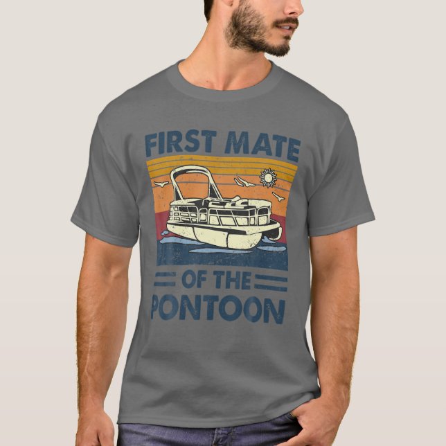 Camiseta Primeiro Amante Do Capitão De Barcos Pontoon (Frente)