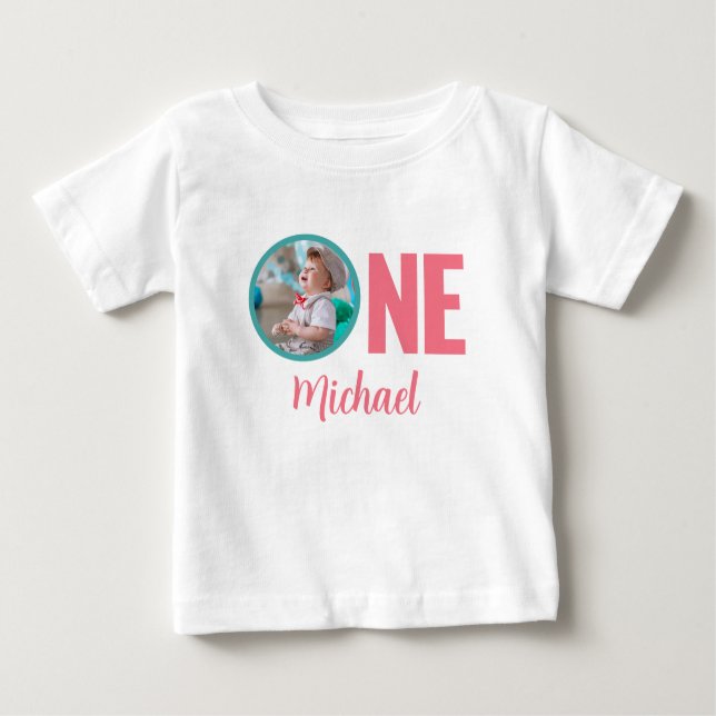CAMISETA PRIMEIRO ANIVERSARIO BABY FECHA FOTO PERSONALIZADA (Frente)