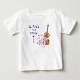Camiseta Primeiro Aniversário - Balé Violino e Borboletas