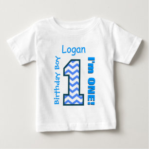 Camiseta primeiro aniversario Boy Chevron B3AZ com um ano d